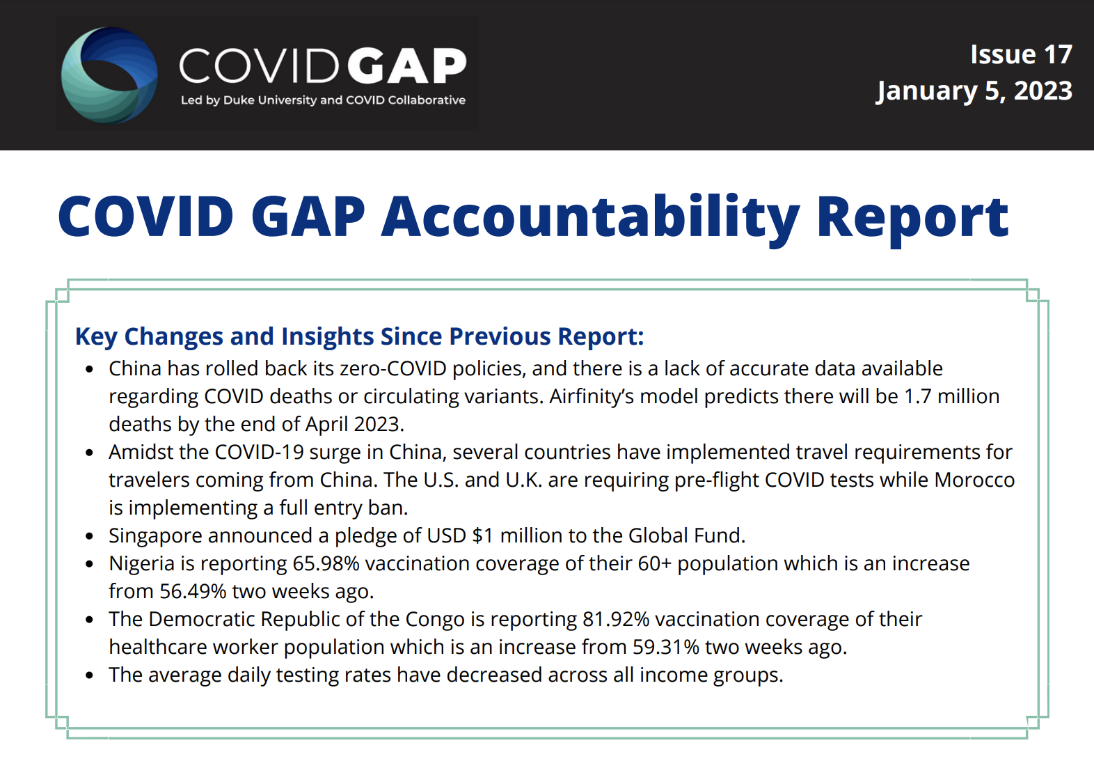 COVID GAP Accountability Report, Issue 17