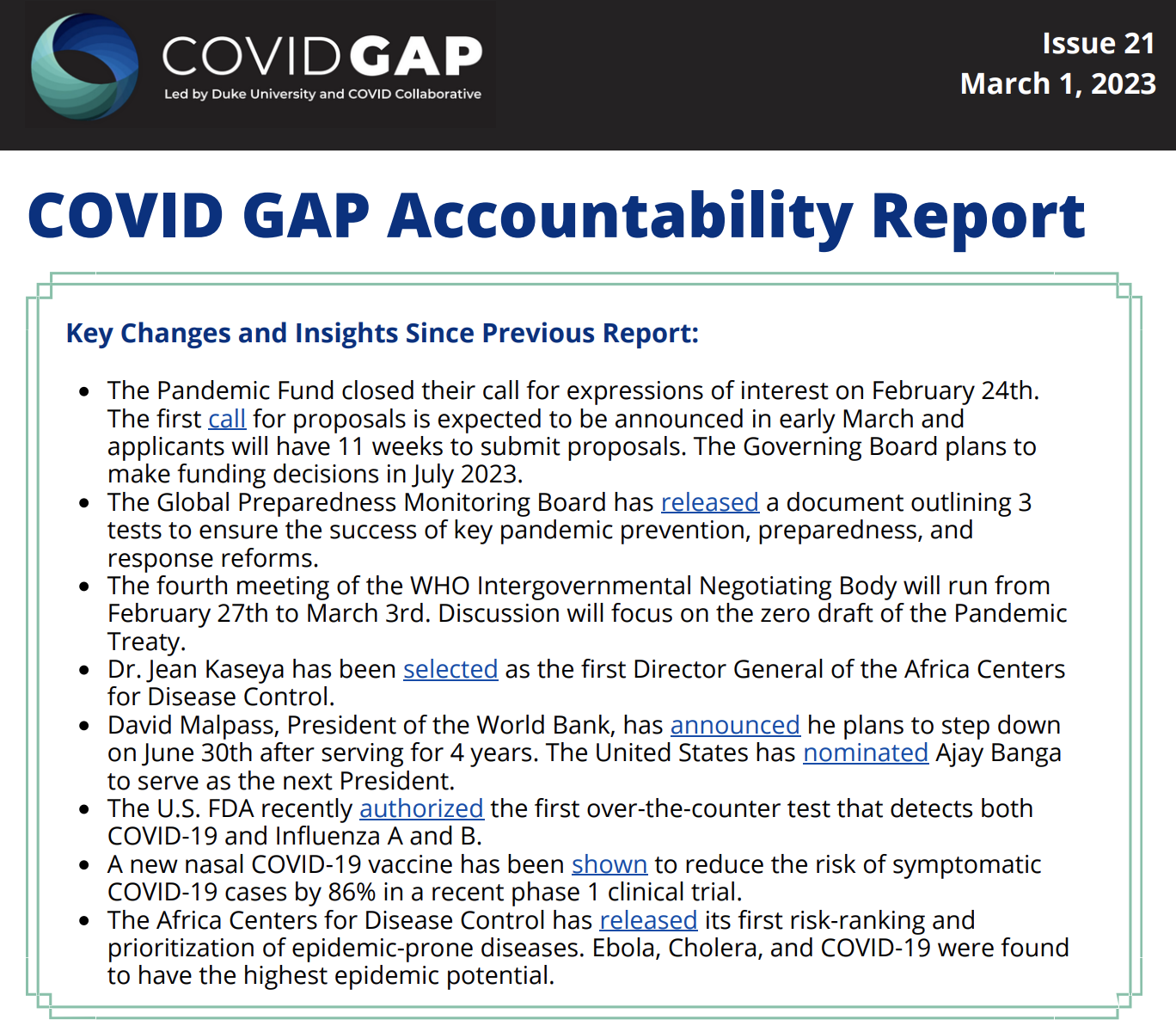 COVID GAP Accountability Report, Issue 21