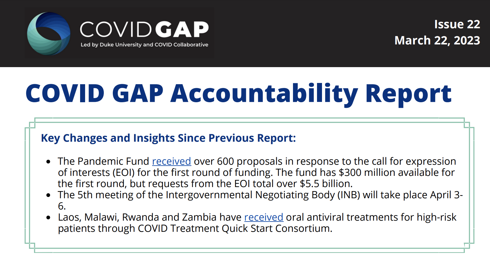 COVID GAP Accountability Report, Issue 22