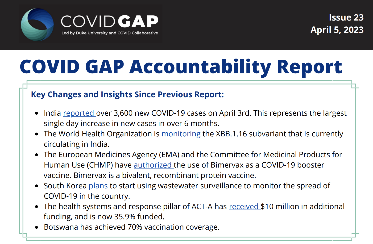 COVID GAP Accountability Report, Issue 23