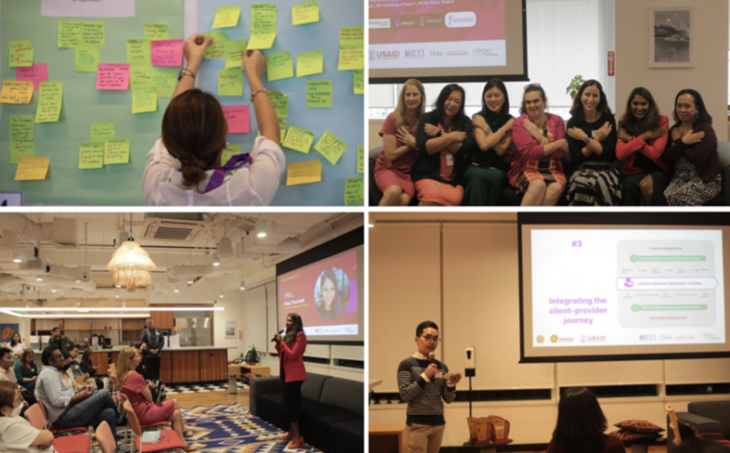 Photos from the USAID Innovation Accelerator Impact Showcase held February 2022 in the Philippines. Four digital platforms were introduced, which will help promote family planning and address teenage pregnancies in the Philippines.