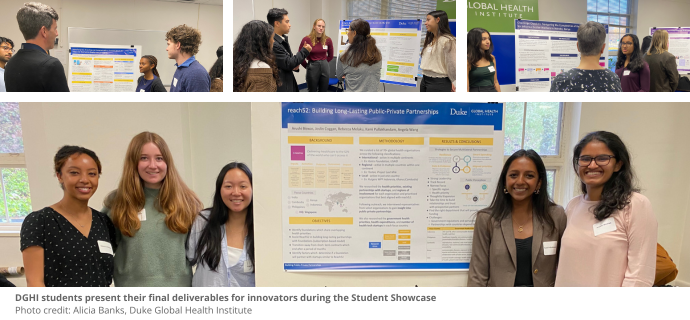 DGHI students present their final deliverables for innovators during the Student Showcase