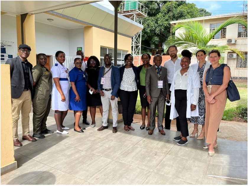 Representatives from Ministry of Health-Zambia, University teaching Hospital, Clinton Health Access Initiative and Duke University during the hospital visit