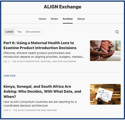 Screenshot of the ALIGN Exchange blog page.